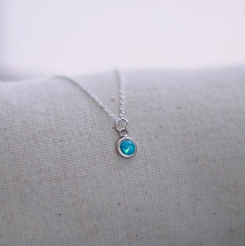 Tiny Opal Pendant Necklace