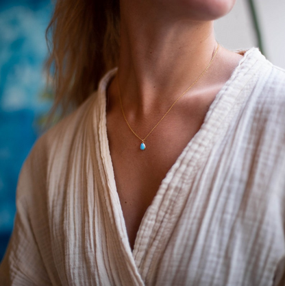 Blue Opal Drop Pendant Necklace