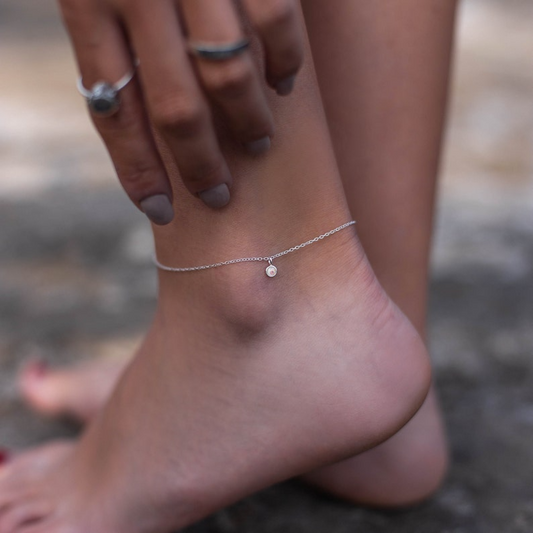 Opal Silver Anklet